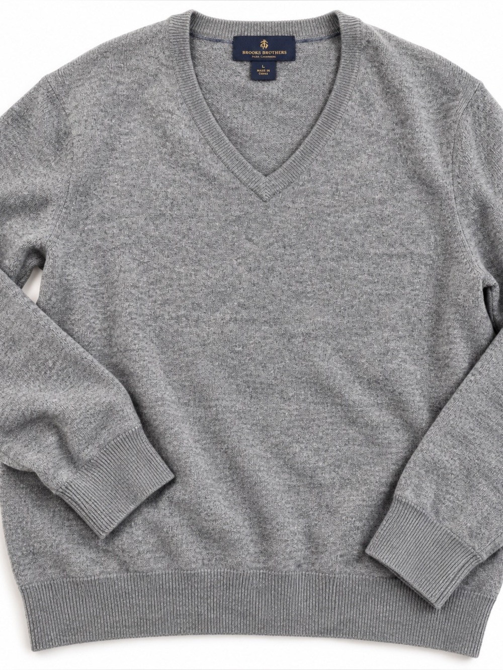 Brooks Brothers 100% Pure Cashmere V-Neck Sweater Gray Men’s Large